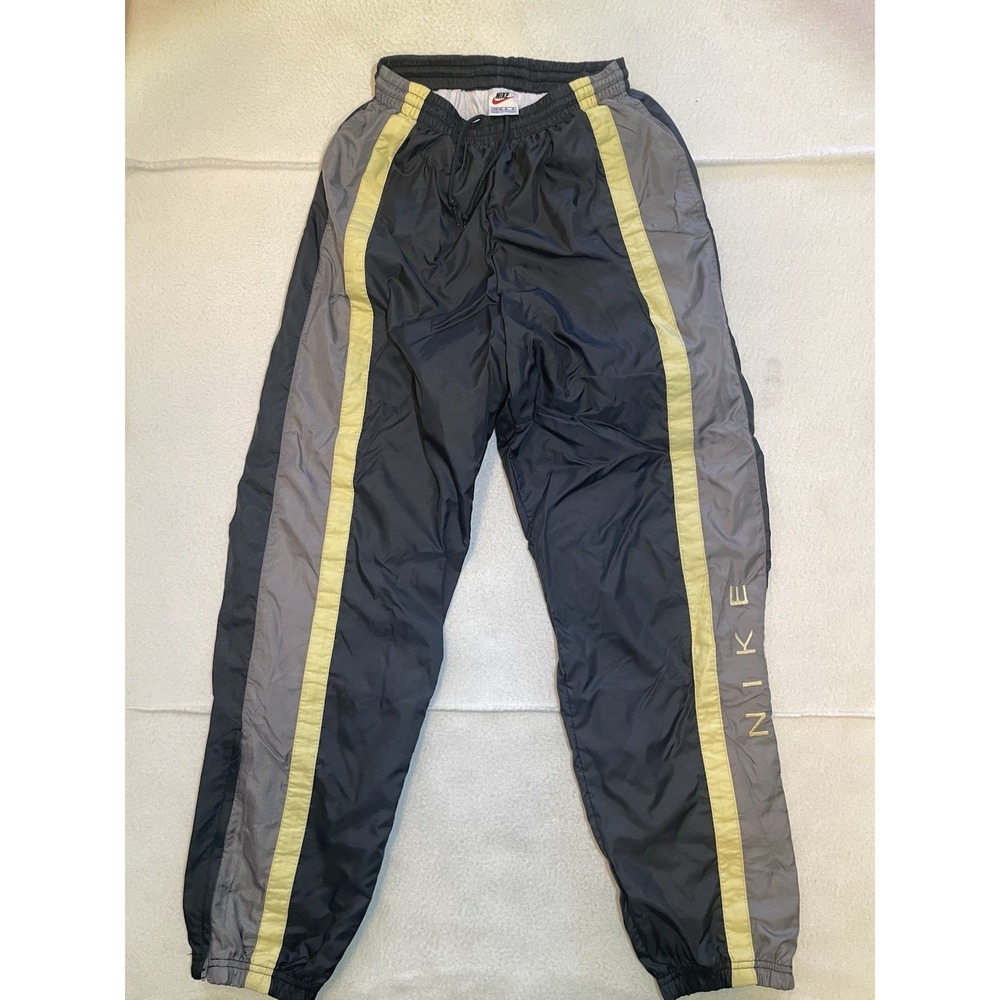 Vintage Nike Windbreaker Track Pants Womens Size M Lined Black Gray Side Zip Y2K